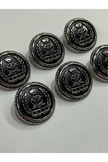 karantuhafiye Trench Coat Button Wreath Arma Model/Silver Inside Matte Black / Set of 6 / 2.3 cm