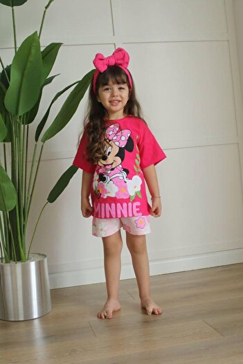 Minigimin Cicileri Fuchsia Set of 2 - Girl's Summer Polka Dot and Floral Pattern
