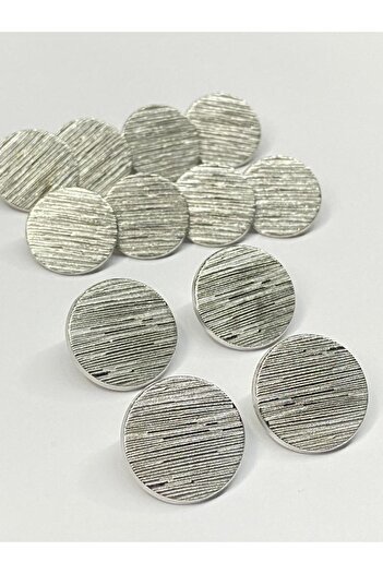 karantuhafiye Blazer Jacket Button Striped Metal Coin Model Silver