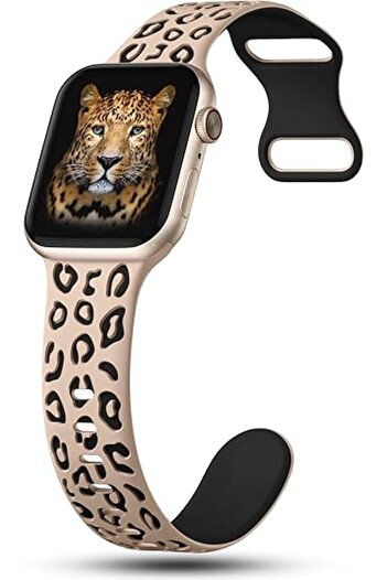 UnDePlus Mobaxaksesuar Apple Watch 42/44/45/46/49mm Cord Leopard Pattern Soft Silicone Cord 2/3/4/5/6/Se/7