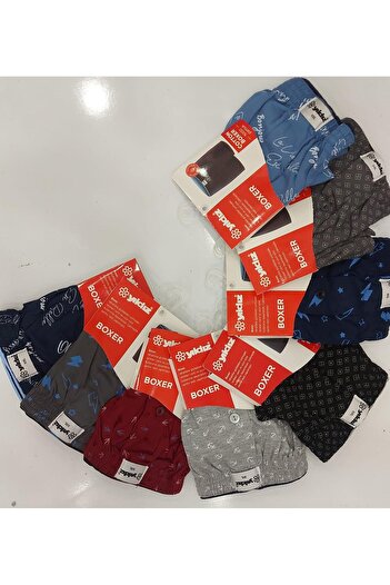 YILDIZ 43 Men's Towel Waist Patterned Boxer 9 Pieces