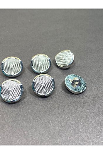 karantuhafiye Cardigan Vest Length Button / Metallized (plastic) Button / Silver 1.8 Cm Set of 6