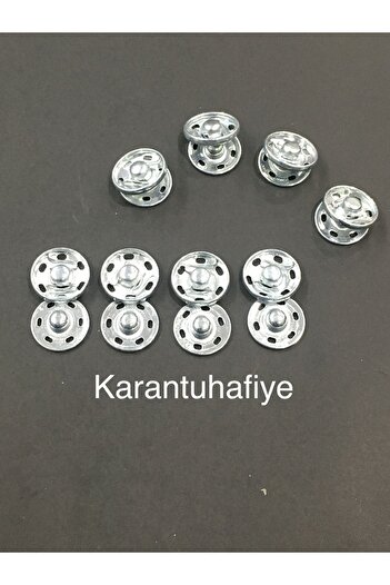 karantuhafiye Snap Fastener Metal Silver 1.3 Cm Set of 8
