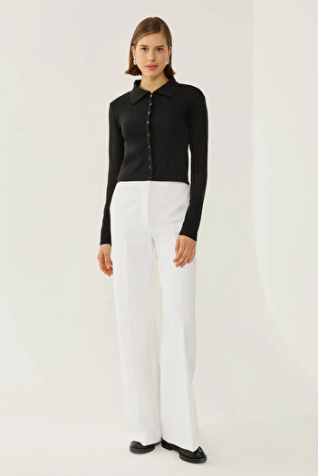 Hiccup Button Detailed Slim Fit Knitwear Top