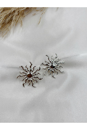 Eylülün Takısı Women's Silver Color Sun Model Earrings