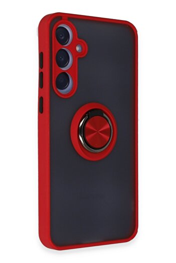 cepmoda Samsung Galaxy'A25 5g' Case - Frosted Transparent with Ring Stand and Colored Sides Ringcover - Red