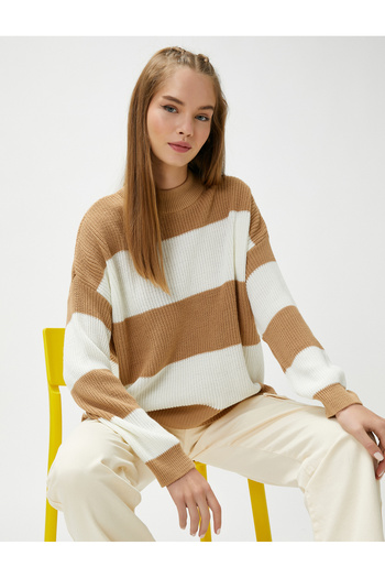Koton Crew Neck Knitwear Sweater Long Sleeve Ribbed
