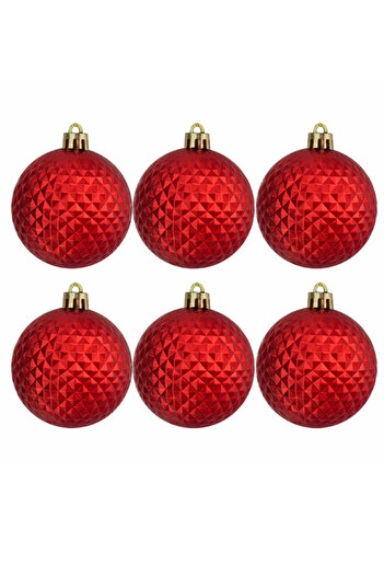 Loremp Matte Red Christmas Tree Ornament - 6cm 6-Piece Decoration Ball