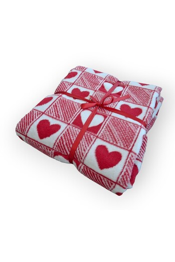 stay with love Cotton Blanket Double 180*220 cm Red-White Heart Blanket