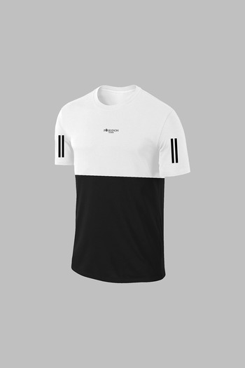 POSEIDON STORM Ανδρικό υπερμεγέθη λευκό ύφασμα Dri-Fit κοντομάνικο μπλουζάκι σορτς κάτω επάνω κοστούμι (4XL-10XL)