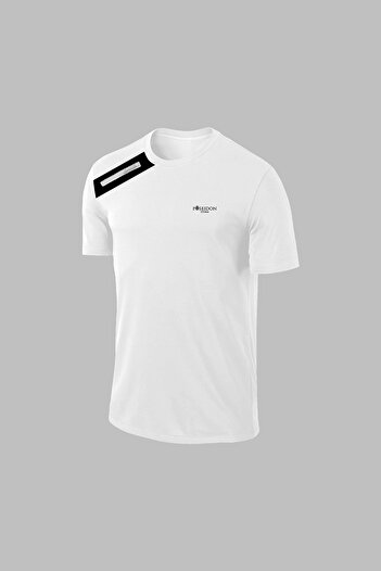 POSEIDON STORM Ανδρικό λευκό κοστούμι Dri-Fit - Μεγάλο μέγεθος, χωρίς στάμπα, στρογγυλή λαιμόκοψη, κοντομάνικο μπλουζάκι και σορτς (4X)