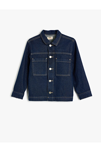 Koton Langärmlige Jeansjacke aus Baumwolle – Taschendetail