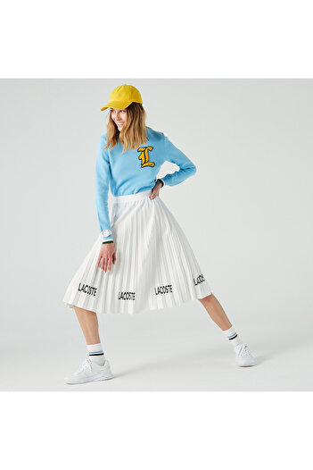 Lacoste White Printed Women's Loose Fit Skirt