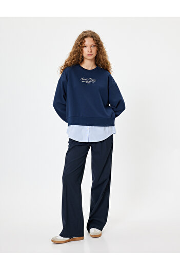Koton Crew Neck Slogan Oversize pulóver
