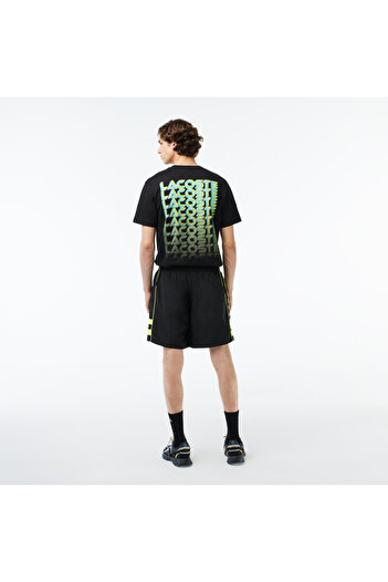 Lacoste Erkek Relaxed Fit Baskılı Siyah Şort