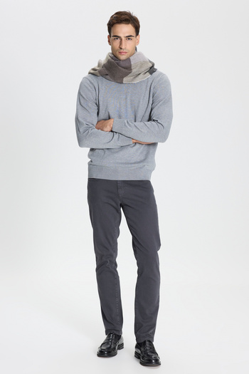 ALTINYILDIZ CLASSICS Men's Gray Melange Standard Fit Normal Cut Full Turtleneck Knitwear Sweater