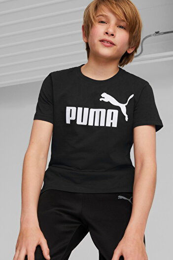 Puma Boys' T-Shirt - Cotton, plain, logo print, round neck