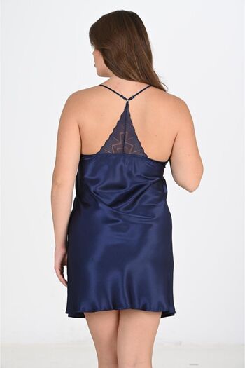 AHU 2-Piece Navy Blue Dressing Gown Set Big Size 6215