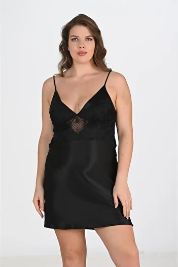 AHU 2-Piece Black Dressing Gown Set Big Size 6213