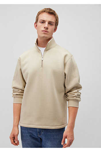 Mavi Dik Yaka Bej Sweatshirt 0S10016-70322