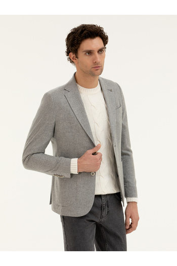 Cacharel Gri Slim Fit Kaşmir Ceket 50284775-VR024