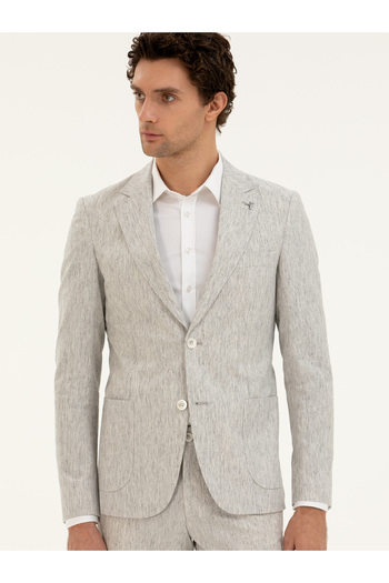 Cacharel Açık Gri Slim Fit Keten Karışımlı Ceket 50284616-VR001
