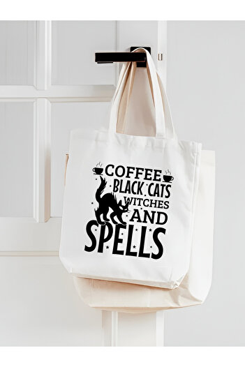 Cemira Spell Cat Coffee Χοντρό αδιάβροχο υφασμάτινο τσαντάκι τσάντα ώμου καμβά