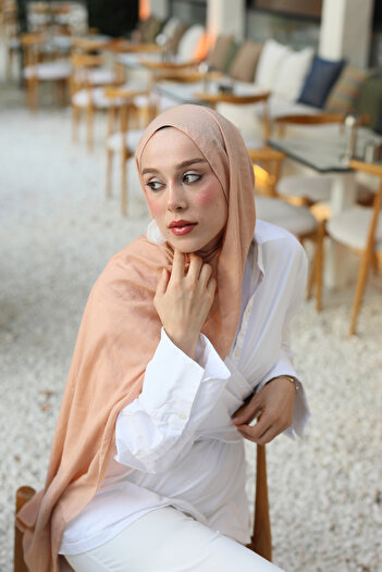 Modakaşmir Salmon Colored Neo Cotton Shawl