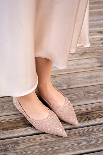 LAMİNTA Γυναικείες μπαλαρίνες Castle Beige Suede Galaxy Gold με λεπτομέρειες
