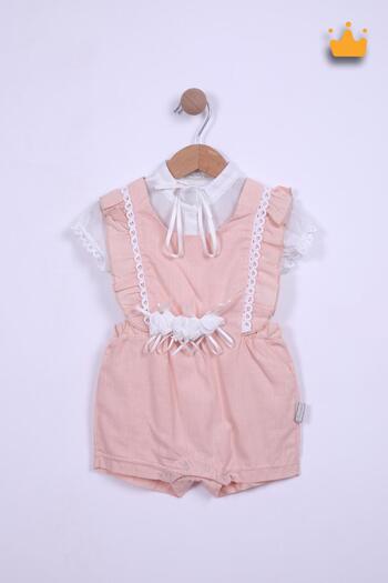 Babydola Babyhola Baby Girl Salmon Salopet Shirt 2 Piece Set 12711