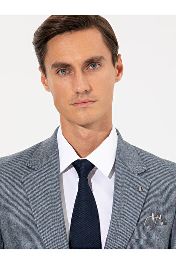 Cacharel İndigo Slim Fit Yün Karışımlı Kazayağı Ceket 50255909-VR028
