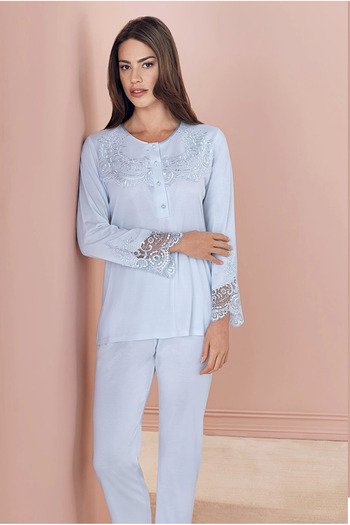 BEEMU Espuar 757 Combed Cotton 3-Piece Dressing Gown Pajama Set