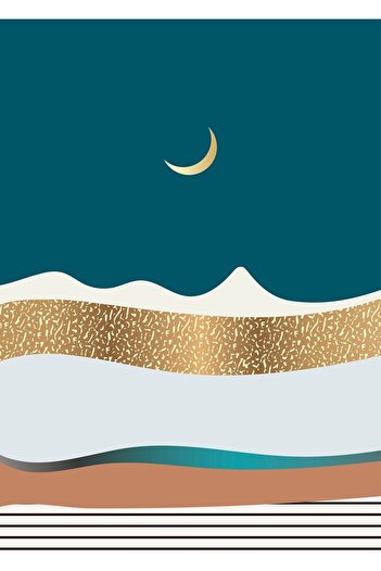 Harikabirev Wonderfulabrev | Blue-Pink-Gold Scenery Combin | Plexy Frame Mdf Table Krfz