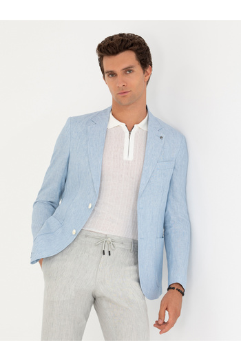 Cacharel Açık Mavi Slim Fit %100 Keten Ceket 50268891-VR003