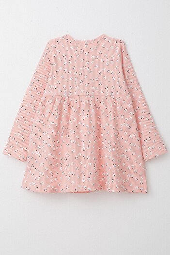 Breeze 1.5-5 Years Girl's Floral Patterned Long Sleeve Dress - Salmon