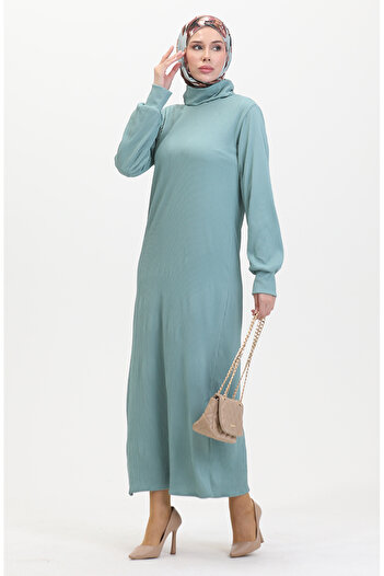 sefamerve Green High-Rise Straight Dress - 0196-07
