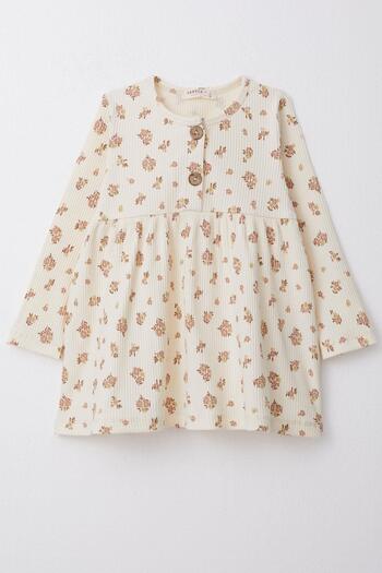 Breeze 1.5-5 Years Girl's Floral Patterned Long Sleeve Dress - Cream