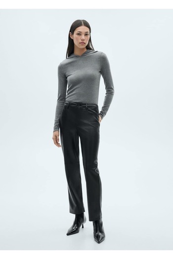 MANGO Woman Leather look straight cut pants
