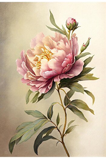 Harikabirev Wonderfulabrev | Pink-White Flower Combin | Plexy Frame Mdf Table Krfz