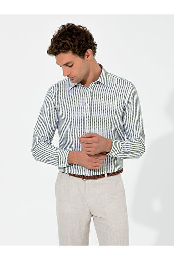 Cacharel Haki Slim Fit Uzun Kollu Gömlek 50255606-VR027
