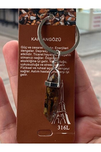 KEHRİBAREVİ KARAMAN Natural Stone Keychain Turtle Eye - Trade, Blessings, Headaches and Confidence