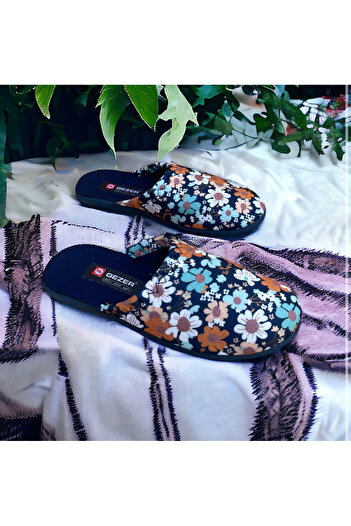 GEZER Flower Patterned Winter House Slippers Winter Misapphire Slippers