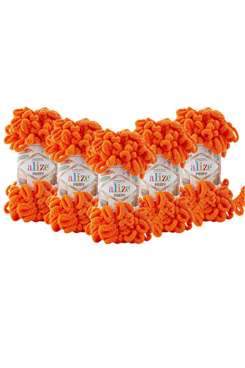 Alize Puffy 766 Carrot 5 Pack - Hand Knitted Threads Slippers Blanket Thread Scarf Cardigan Mop Thread
