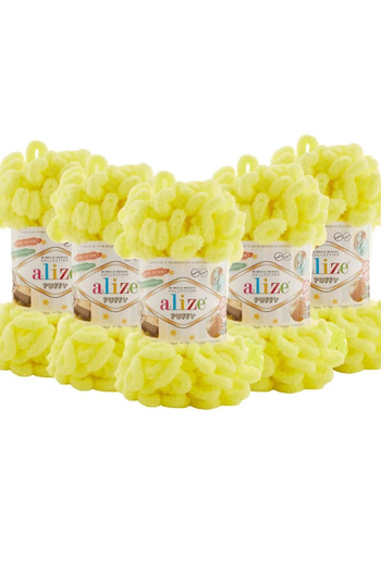 Alize Neon Λεμονί 552 - 5Τεμάχιο Πακέτο Puffy Χειροποίητο Νήμα
