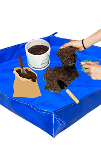 Garden Çiçek Toprağı Saksı Değiştirme Örtüsü Bahçe Matı 80×80 cm