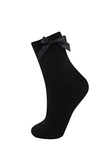 DeFacto Women's Seamless Ribbon 2-Piece Combed Cotton Socks D7727Axns