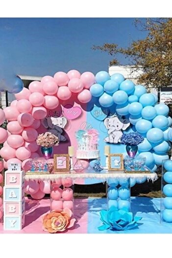 parti uzmanı 52 - Gender Party Balloon Chain Ornament (30 Macaron Blue 30 Pink Balloons Balloon Gluing + Chain