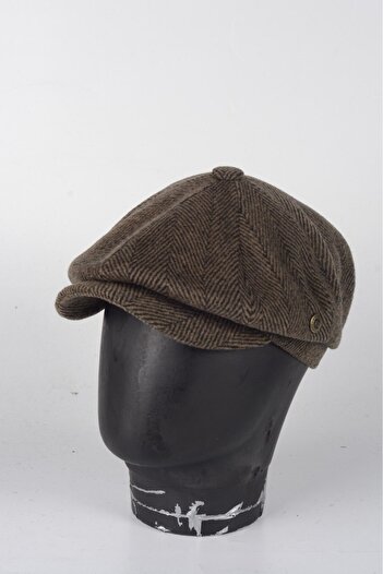 Armalı Şapka Winter 8 Pieces Genuine Wool Fish Back Peaky Blinders Model Men's Cap Hat