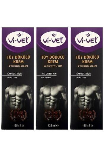 Vi-vet Vivet Men's Cream Hair Remover - 125ml x 3 Pieces All Skin