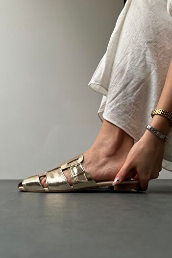 Mupa Shoes Women's Slipper GOLD Patent Leather